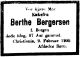Dødsannonse Berthe Bergersen
