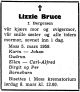 Dødsannonse Lizzie Bruce
