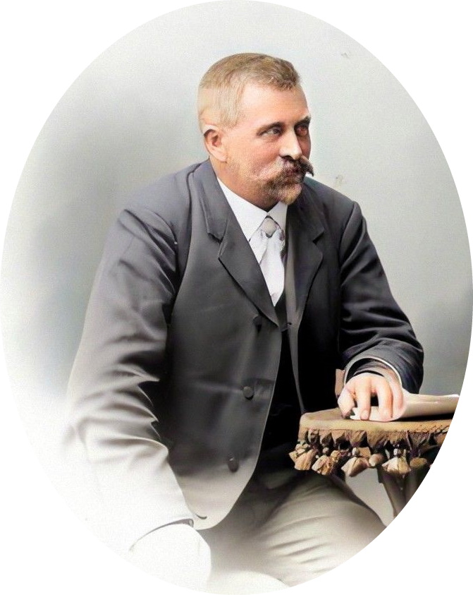 Ingeniør Anfind Olai Anfindsen 1857-1942, utsnitt av orginalbildet.